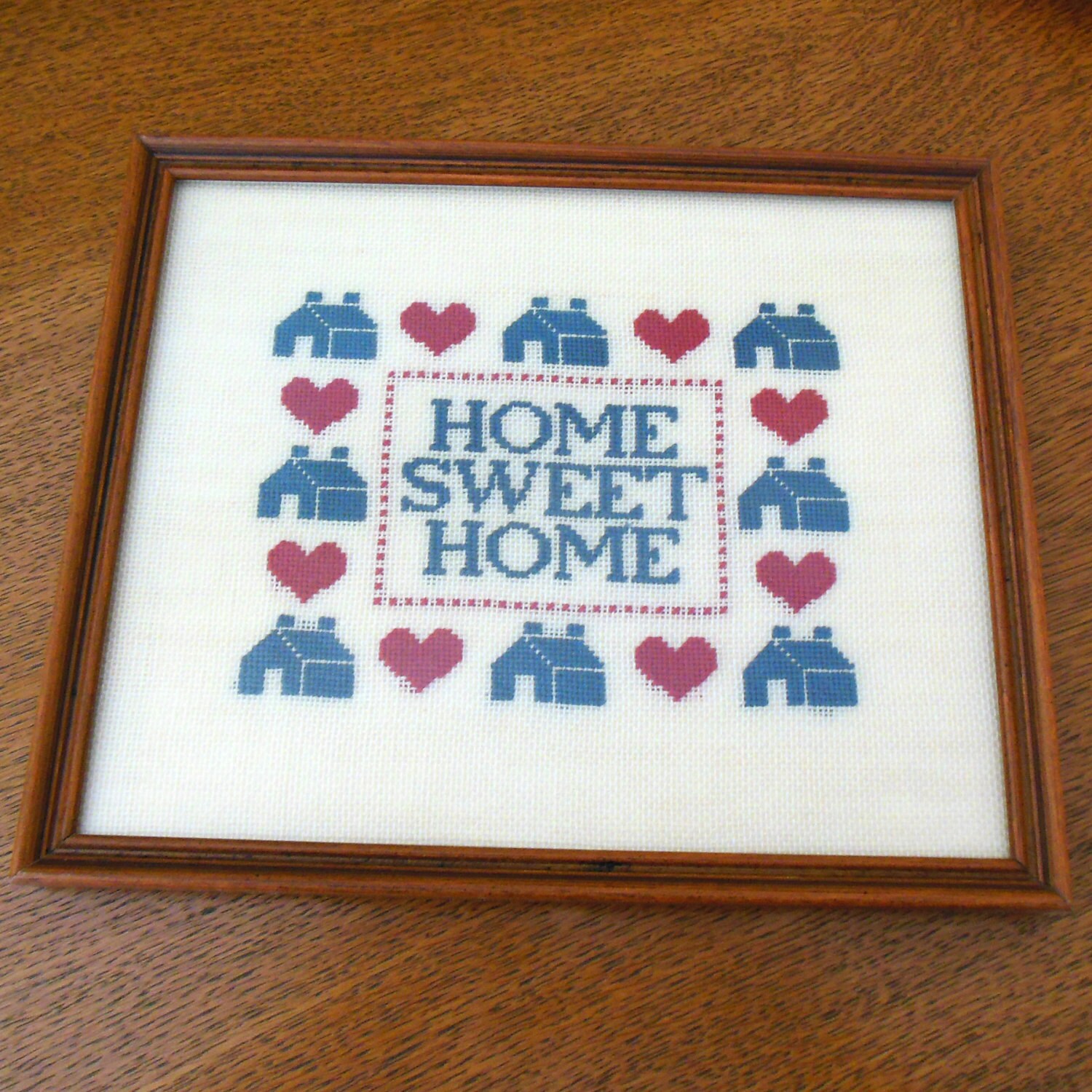 Framed Home Sweet Home Sampler Embroidery Floss on Needlepoint | Etsy
