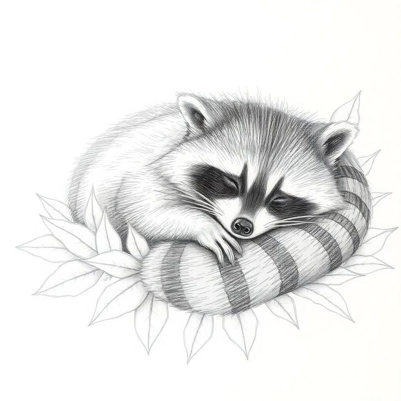 Sketched Racoon 10 Cute Raccoon Coloring Pages – Printable Fun for Kids and Adults! - Etsy