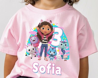 Immagine PNG personalizzata per il compleanno di Gabby, file per festa a tema casa delle bambole con gattini (download digitale)