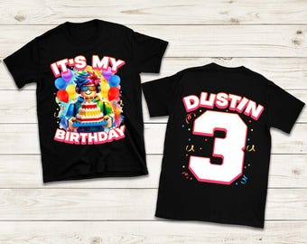 Camiseta personalizada de aniversário do Roblox em PNG, design para festa gamer para download digital.