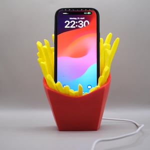 Pommes Schachtel Handy Ladekabel / Handy Halterung / Smartphone Laden / Lustiges Geschenk für jeden / Ladekabel Organisator
