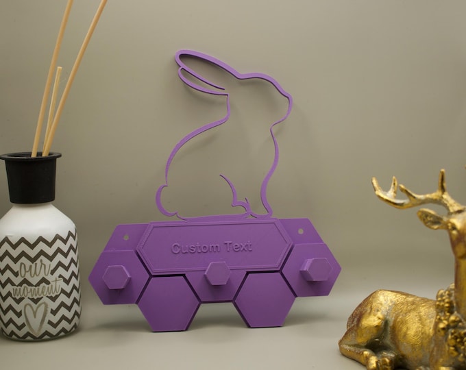 Personalized wall mount for rabbit lovers - Perfect for hanging keys or as a gift