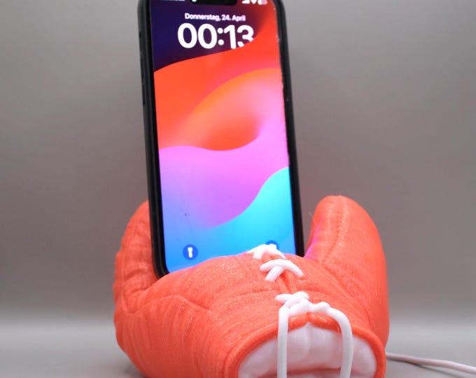 Boxing gloves mobile phone holder with charging option / 3D printing / gift for boxers / smartphone gadgets / mobile phone charging cable