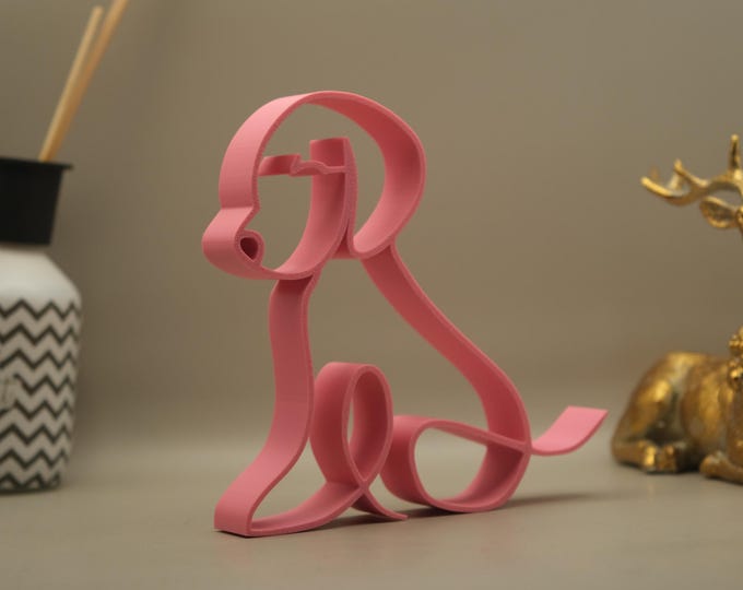 Dog Decoration - Line Art Dog - 3D Print Decoration - Desk Decoration - Dog Lover Gift - Wall Art - Home Decoration