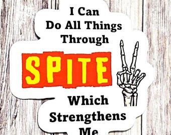 I Can Do All Things Thru Spite Which Strengthens Me Vinyl Sticker or Magnet - Skeleton Peace Sign                                SM-1012