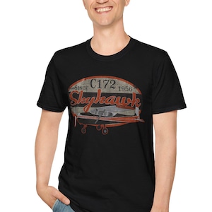Vintage Skyhawk 172 Pilot T-Shirt, Retro Airplane Tee, Aviation Gift for Pilots, Aircraft Enthusiast Shirt, Unisex Plane Lover Top