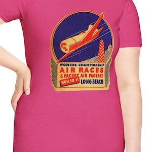 Vintage Aviation Women&#39;s Championship Air Races Long Beach Unisex T-Shirt, Retro Aircraft Enthusiast Tee, Pilot Gifts, Aviation Race Fans
