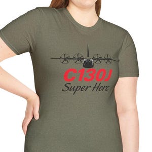 C-130 J Model Super Hercules Unisex Softstyle T-Shirt, Pilot Gift, Aviation Shirt, Military Aircraft Tee, Airplane Lover Top