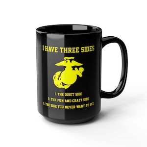 Military Veteran Coffee Mug, USMC United States Marine Corps Semper Fidelis Patriotic Cup, Black Mug (11oz, 15oz), Gift for Veteran,