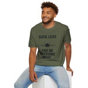 Military Humor F-18 Hornet Aviation Unisex Softstyle T-Shirt for Navy Air Force Marines Coast Guard, Attack Fighter Aircraft Blue Angel Tee