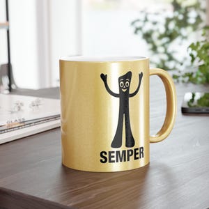 Metallic Mug, Military Coffee Cup with Semper Gumby Design, USMC Gift, Marine Corps Cup, Flexible Officer Mug, Army Soldier Gift