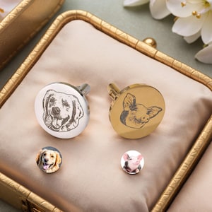 Pet Portrait Cufflinks, Custom Cufflinks, Dog Cat Cufflinks, Personalized Cufflinks, Stainless steel, Wedding Gifts, Groom Gifts.