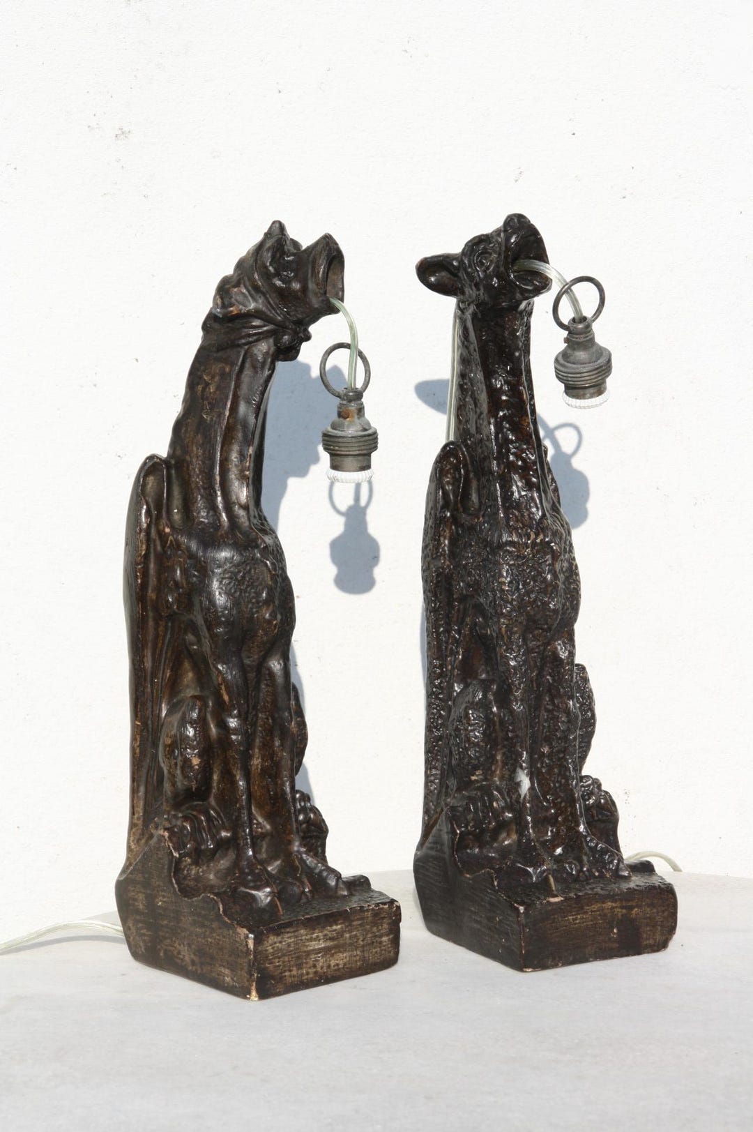 2 Antique French Gargoyle Wallamps Sconces Plaster 1930's Gothic - Etsy