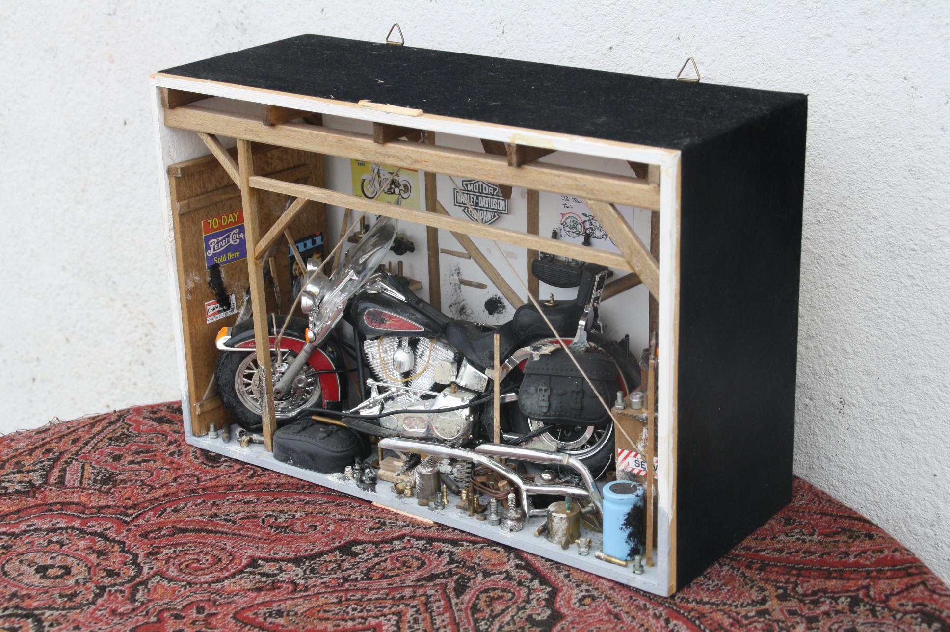 Motorcycle Workplace Garage Workshop Diorama by Patrick Richard
