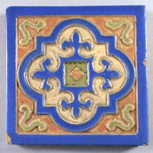 Vintage Arts and Crafts Moorish Design Tile by Flint Faience