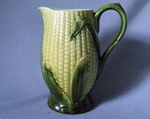Vintage Majolica Corn Pitcher for Holiday Table