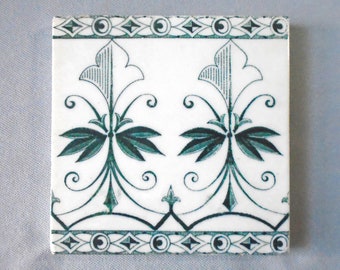 Antique Transferware Border Tile in the Delft Style from Belgium, Quantity Available