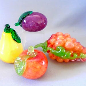 Collection of Four Hand Blown Art Glass Fruit