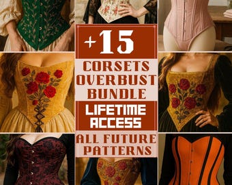Corset Overbust Bundle 15+ Sewing Patterns Access lifetime Overbust Corset Historical Fantasy Corset Patterns For Beginners Instant Download