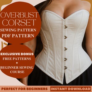 Unique Overbust Corset Sewing Pattern, Edwardian Midbust Corset Sewing Pattern, DIY Cosplay Corset Pattern, Customizable Corset Pattern PDF
