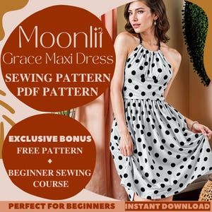 Moonlit Grace Maxi Dress Sewing Pattern, Mini and Midi Dress Pattern, Summer Dress Sewing Pattern, Beginner-Friendly PDF Dress Pattern