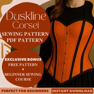 Duskline Overbust Corset Sewing Pattern Victorian Renaissance Corset Pattern Gothic Waist Cincher Pattern Cosplay Halloween Corset Costume