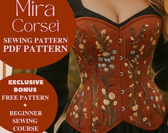 Gothic Corset Sewing Pattern PDF – Victorian Floral Bodice Underbust Bustier Costume