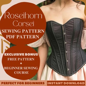 Rosethorn Corset Sewing Pattern Overbust Corset Sewing Pattern Victorian Fantasy Corset Halloween Medieval Renaissance Corset Pattern PDF