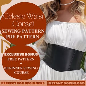 Celeste Waist Corset Sewing Pattern Underbust Corset Pattern Victorian Corset Pattern Beginner Customizable Underbust Belt Corset Pattern
