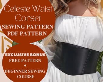 Patrón de costura de corsé de cintura Celeste Patrón de corsé bajo busto Patrón de corsé victoriano Patrón de corsé con cinturón bajo busto personalizable para principiantes