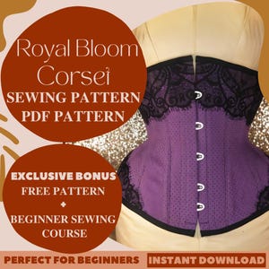 Royal Bloom Corset Sewing Pattern, Underbust Corset Sewing Pattern for Women, Victorian Cosplay Corset Pattern, Corset Customizable Pattern
