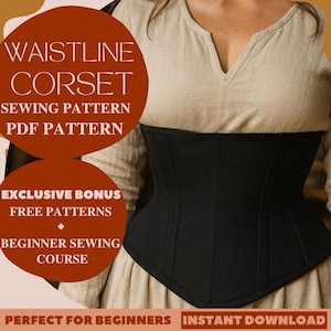 Waistline Corset Pattern, Beginner-Friendly PDF Corset Sewing Pattern, Underbust Corset Sewing Pattern, Customizable DIY Corset Pattern