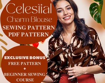 Celestial Charm Blouse Sewing Pattern, Blouse Pattern for Women, Shirt pattern, Women's Classic Top Sewing Pattern, Easy Digital PDF