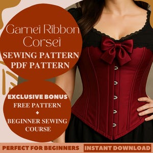 Garnet Ribbon Corset Sewing Pattern Victorian Underbust Corset Design Sewing Pattern Historical Romantic Corset Halloween Corset Costumes