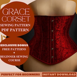 Klassisches Grace Korsett Schnittmuster, Unterbrust Korsett Schnittmuster, viktorianisches Korsett Schnittmuster, Anfänger anpassbares Unterbrust Korsett Schnittmuster PDF