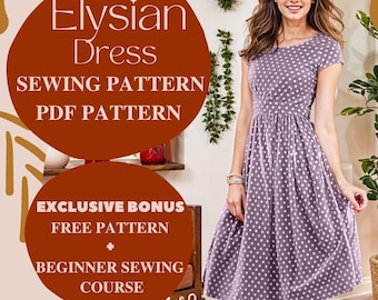 Elysian Dress Sewing Pattern, Elegant A-Line Dress, Fit and Flare Dress, Sewing Pattern for Women, classic dress Pattern Beginner-Friendly