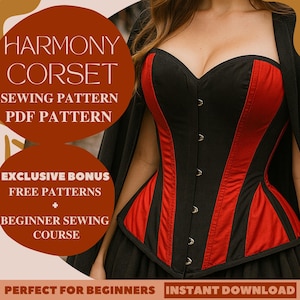 Harmony Overbust Corset Sewing Pattern, Victorian Ribbon Corset Sewing Pattern, Modern Corset Pattern, Gothic Waist Cincher Pattern Cosplay