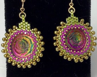 Beaded Button Earrings made by Marcie Stone