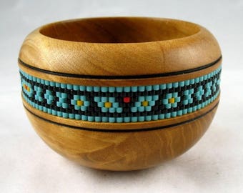 Handturned Wood Bowl with Beaded Band Inset, Handmade by Greg Hanson 2017