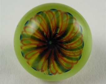 Lampworked Borosilicate Button w/Lattacino Flower Forms