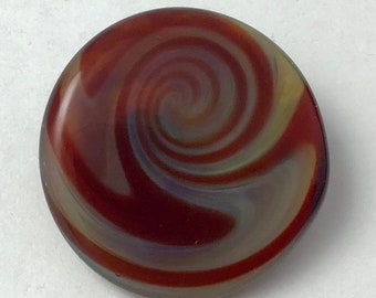 Lampwork Glass Button - Burnt Orange Swirls