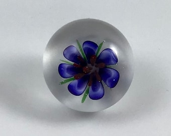 Lampworked Borosilicate Button w/Lattacino Flower Forms