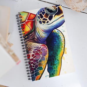 Watercolour Turtle Spiral notebook, Turtles, Animals, Sea Creature, Portrait, Stationery