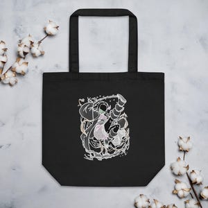 BW Demon Girl Eco Tote Bag, Bags, Anime