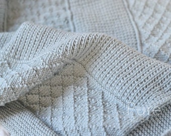 EASY Blanket Knitting Pattern  Jasper Small/Baby Blanket Large Sofa Throw/Afghan