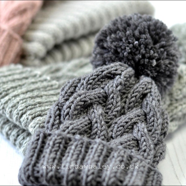 PATRON TRICOT PDF Bonnet à Pompon Nysa Bébé Enfant Adulte