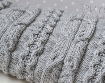 Blanket PDF knitting pattern 'Skye' Cabled Blanket