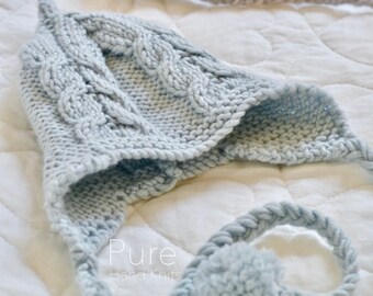 PDF KNITTING PATTERN Eden Cabled Aviator Newborn to 5 years