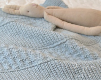 Simple Blanket Knitting Pattern Large Sofa Throw/Afghan or Small/Baby Jasper