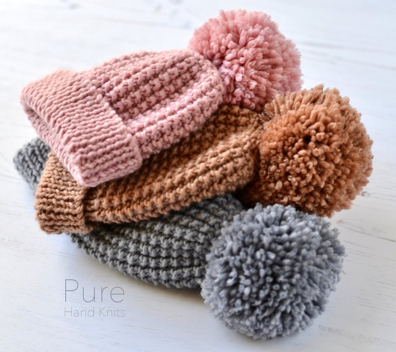SIMPLE DK Knitting Pattern Zeke Bobble Hat Baby Child Adult Etsy UK